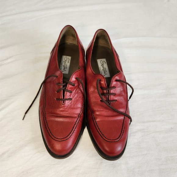 SANTONI Vintage Retro Oxfords Red Shoes Size U.K. 7.5 / U.S. 9.5 Made ITALY! - Picture 2 of 16